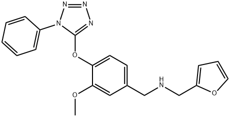 2-furyl-N-{3-methoxy-4-[(1-phenyl-1H-tetraazol-5-yl)oxy]benzyl}methanamine 结构式