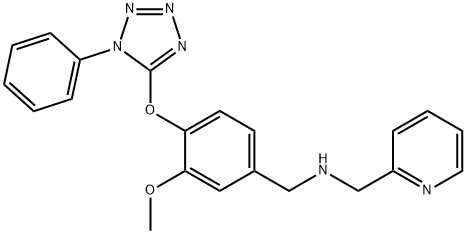 N-{3-methoxy-4-[(1-phenyl-1H-tetraazol-5-yl)oxy]benzyl}-N-(2-pyridinylmethyl)amine 结构式