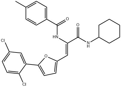 N-{1-[(cyclohexylamino)carbonyl]-2-[5-(2,5-dichlorophenyl)-2-furyl]vinyl}-4-methylbenzamide 结构式