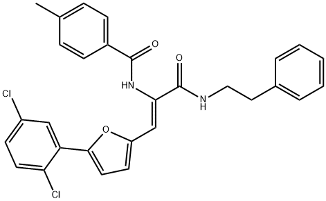 N-(2-[5-(2,5-dichlorophenyl)-2-furyl]-1-{[(2-phenylethyl)amino]carbonyl}vinyl)-4-methylbenzamide 结构式