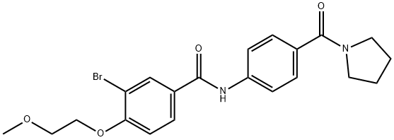 3-bromo-4-(2-methoxyethoxy)-N-[4-(1-pyrrolidinylcarbonyl)phenyl]benzamide 结构式