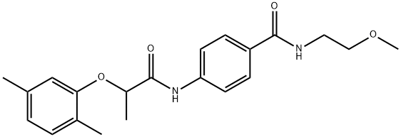 4-{[2-(2,5-dimethylphenoxy)propanoyl]amino}-N-(2-methoxyethyl)benzamide 结构式