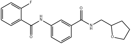 2-fluoro-N-(3-{[(tetrahydro-2-furanylmethyl)amino]carbonyl}phenyl)benzamide 结构式