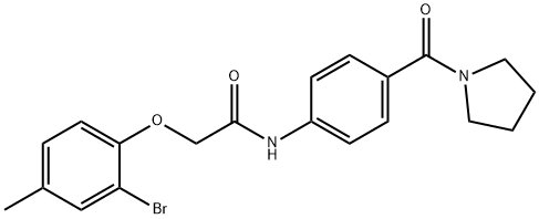 2-(2-bromo-4-methylphenoxy)-N-[4-(1-pyrrolidinylcarbonyl)phenyl]acetamide 结构式