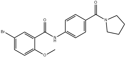 5-bromo-2-methoxy-N-[4-(1-pyrrolidinylcarbonyl)phenyl]benzamide 结构式