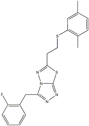 2,5-dimethylphenyl 2-[3-(2-fluorobenzyl)[1,2,4]triazolo[3,4-b][1,3,4]thiadiazol-6-yl]ethyl sulfide 结构式
