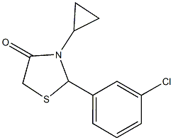 2-(3-chlorophenyl)-3-cyclopropyl-1,3-thiazolidin-4-one 结构式