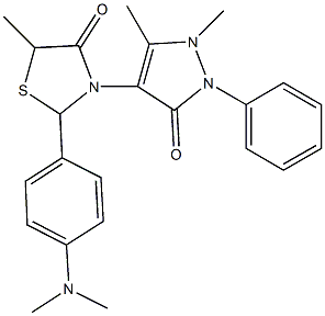 2-[4-(dimethylamino)phenyl]-3-(1,5-dimethyl-3-oxo-2-phenyl-2,3-dihydro-1H-pyrazol-4-yl)-5-methyl-1,3-thiazolidin-4-one 结构式