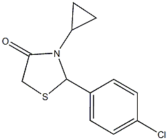 2-(4-chlorophenyl)-3-cyclopropyl-1,3-thiazolidin-4-one 结构式