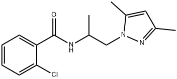 2-chloro-N-[2-(3,5-dimethyl-1H-pyrazol-1-yl)-1-methylethyl]benzamide 结构式