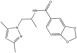 N-[2-(3,5-dimethyl-1H-pyrazol-1-yl)-1-methylethyl]-1,3-benzodioxole-5-carboxamide 结构式