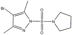 4-bromo-3,5-dimethyl-1-(1-pyrrolidinylsulfonyl)-1H-pyrazole 结构式