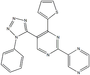 5-(1-phenyl-1H-tetraazol-5-yl)-2-(2-pyrazinyl)-4-(2-thienyl)pyrimidine 结构式