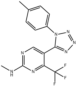 N-methyl-N-[5-[1-(4-methylphenyl)-1H-tetraazol-5-yl]-4-(trifluoromethyl)-2-pyrimidinyl]amine 结构式
