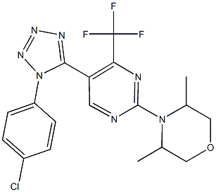 4-[5-[1-(4-chlorophenyl)-1H-tetraazol-5-yl]-4-(trifluoromethyl)-2-pyrimidinyl]-3,5-dimethylmorpholine 结构式