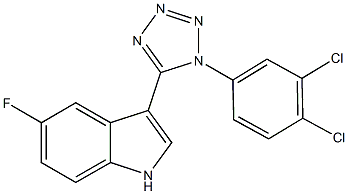 3-[1-(3,4-dichlorophenyl)-1H-tetraazol-5-yl]-5-fluoro-1H-indole 结构式