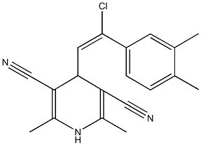 4-[2-chloro-2-(3,4-dimethylphenyl)vinyl]-2,6-dimethyl-1,4-dihydro-3,5-pyridinedicarbonitrile 结构式