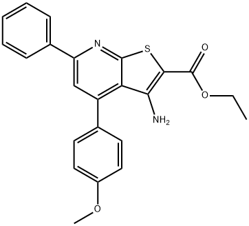 ethyl 3-amino-4-(4-methoxyphenyl)-6-phenylthieno[2,3-b]pyridine-2-carboxylate 结构式