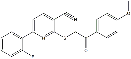 6-(2-fluorophenyl)-2-{[2-(4-methoxyphenyl)-2-oxoethyl]sulfanyl}nicotinonitrile 结构式