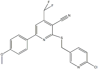 2-{[(6-chloro-3-pyridinyl)methyl]sulfanyl}-4-(difluoromethyl)-6-(4-methoxyphenyl)nicotinonitrile 结构式