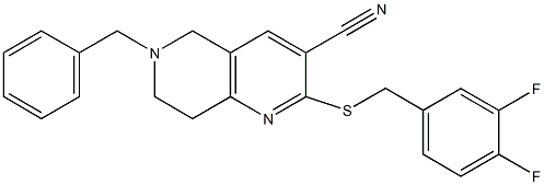 6-benzyl-2-[(3,4-difluorobenzyl)sulfanyl]-5,6,7,8-tetrahydro[1,6]naphthyridine-3-carbonitrile 结构式