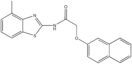 N-(4-methyl-1,3-benzothiazol-2-yl)-2-(2-naphthyloxy)acetamide 结构式