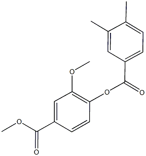 2-methoxy-4-(methoxycarbonyl)phenyl 3,4-dimethylbenzoate 结构式