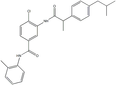 4-chloro-3-{[2-(4-isobutylphenyl)propanoyl]amino}-N-(2-methylphenyl)benzamide 结构式