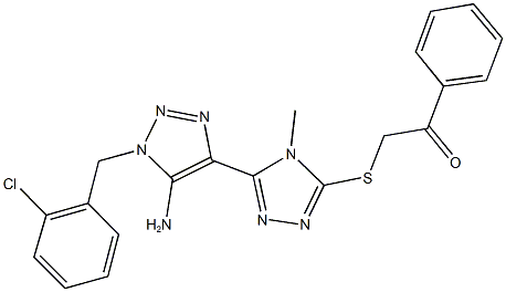 2-({5-[5-amino-1-(2-chlorobenzyl)-1H-1,2,3-triazol-4-yl]-4-methyl-4H-1,2,4-triazol-3-yl}sulfanyl)-1-phenylethanone 结构式