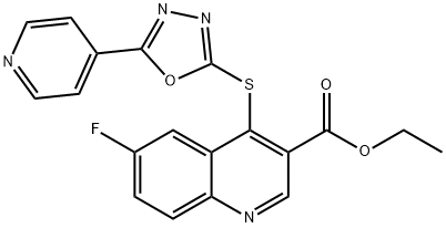 ethyl 6-fluoro-4-{[5-(4-pyridinyl)-1,3,4-oxadiazol-2-yl]sulfanyl}-3-quinolinecarboxylate 结构式