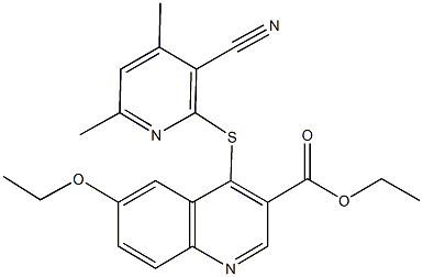 ethyl 4-[(3-cyano-4,6-dimethyl-2-pyridinyl)sulfanyl]-6-ethoxy-3-quinolinecarboxylate 结构式