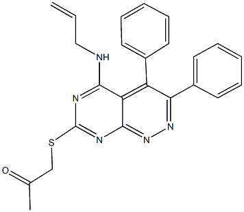 1-{[5-(allylamino)-3,4-diphenylpyrimido[4,5-c]pyridazin-7-yl]sulfanyl}acetone 结构式