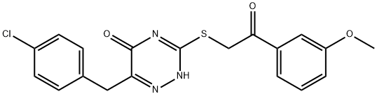 6-(4-chlorobenzyl)-3-{[2-(3-methoxyphenyl)-2-oxoethyl]sulfanyl}-1,2,4-triazin-5(4H)-one 结构式
