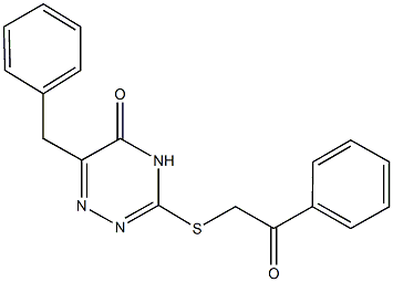 6-benzyl-3-[(2-oxo-2-phenylethyl)sulfanyl]-1,2,4-triazin-5(4H)-one 结构式