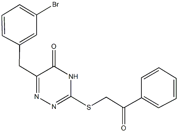 6-(3-bromobenzyl)-3-[(2-oxo-2-phenylethyl)sulfanyl]-1,2,4-triazin-5(4H)-one 结构式