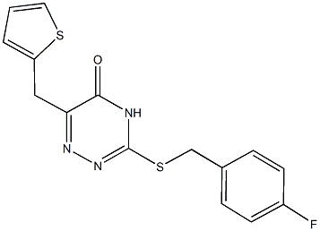 3-[(4-fluorobenzyl)sulfanyl]-6-(2-thienylmethyl)-1,2,4-triazin-5(4H)-one 结构式