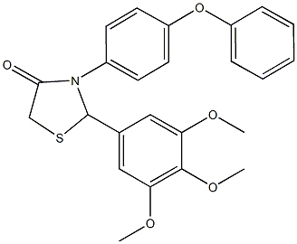 3-(4-phenoxyphenyl)-2-(3,4,5-trimethoxyphenyl)-1,3-thiazolidin-4-one 结构式