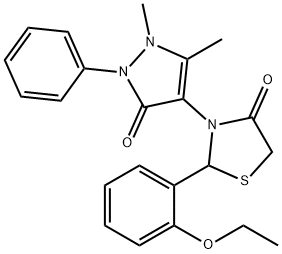 3-(1,5-dimethyl-3-oxo-2-phenyl-2,3-dihydro-1H-pyrazol-4-yl)-2-(2-ethoxyphenyl)-1,3-thiazolidin-4-one 结构式