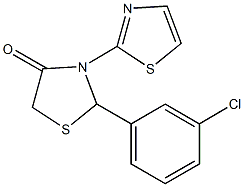 2-(3-chlorophenyl)-3-(1,3-thiazol-2-yl)-1,3-thiazolidin-4-one 结构式