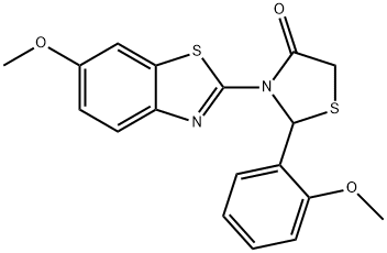 3-(6-methoxy-1,3-benzothiazol-2-yl)-2-(2-methoxyphenyl)-1,3-thiazolidin-4-one 结构式