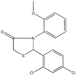 2-(2,4-dichlorophenyl)-3-(2-methoxyphenyl)-1,3-thiazolidin-4-one 结构式