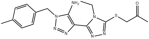 1-({5-[5-amino-1-(4-methylbenzyl)-1H-1,2,3-triazol-4-yl]-4-ethyl-4H-1,2,4-triazol-3-yl}sulfanyl)acetone 结构式