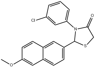 3-(3-chlorophenyl)-2-(6-methoxy-2-naphthyl)-1,3-thiazolidin-4-one 结构式