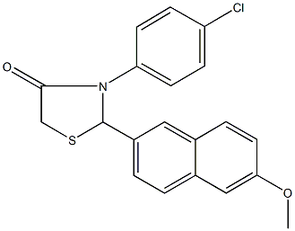 3-(4-chlorophenyl)-2-(6-methoxy-2-naphthyl)-1,3-thiazolidin-4-one 结构式