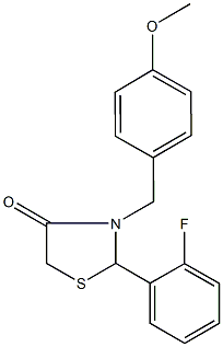 2-(2-fluorophenyl)-3-(4-methoxybenzyl)-1,3-thiazolidin-4-one 结构式