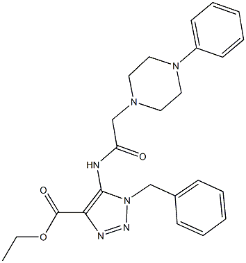 ethyl 1-benzyl-5-{[(4-phenyl-1-piperazinyl)acetyl]amino}-1H-1,2,3-triazole-4-carboxylate 结构式