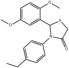 2-(2,5-dimethoxyphenyl)-3-(4-ethylphenyl)-1,3-thiazolidin-4-one 结构式