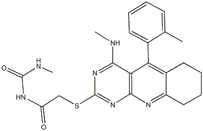 N-methyl-N'-({[4-(methylamino)-5-(2-methylphenyl)-6,7,8,9-tetrahydropyrimido[4,5-b]quinolin-2-yl]sulfanyl}acetyl)urea 结构式