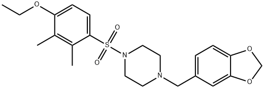 4-{[4-(1,3-benzodioxol-5-ylmethyl)-1-piperazinyl]sulfonyl}-2,3-dimethylphenyl ethyl ether 结构式