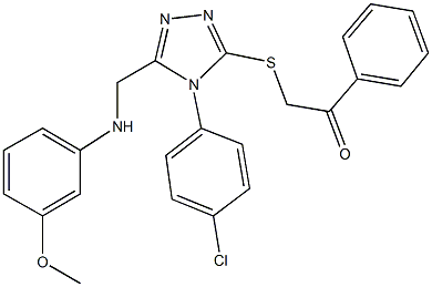 2-({4-(4-chlorophenyl)-5-[(3-methoxyanilino)methyl]-4H-1,2,4-triazol-3-yl}sulfanyl)-1-phenylethanone 结构式